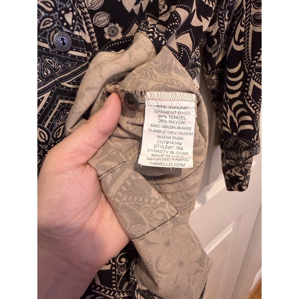 Vintage Tianello by Steve Barraza Womens Button Up Top Size M Artsy Fairy Grunge - Picture 7 of 10